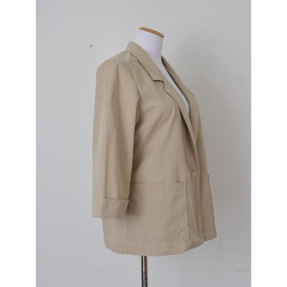 Vintage 90s‎ Khaki Light Blazer by Alfred Dunner | size 10 - Picture 4 of 10